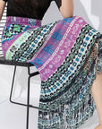 Women’s Summer Pleated Long Skirt - Hand-Painted Print Polyester Maxi Skirt