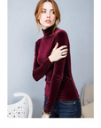 Women’s Long Sleeve Shirt - Basic Bottoming Blouse (Black/Wine, S-XXXL) Versatile Layering Top