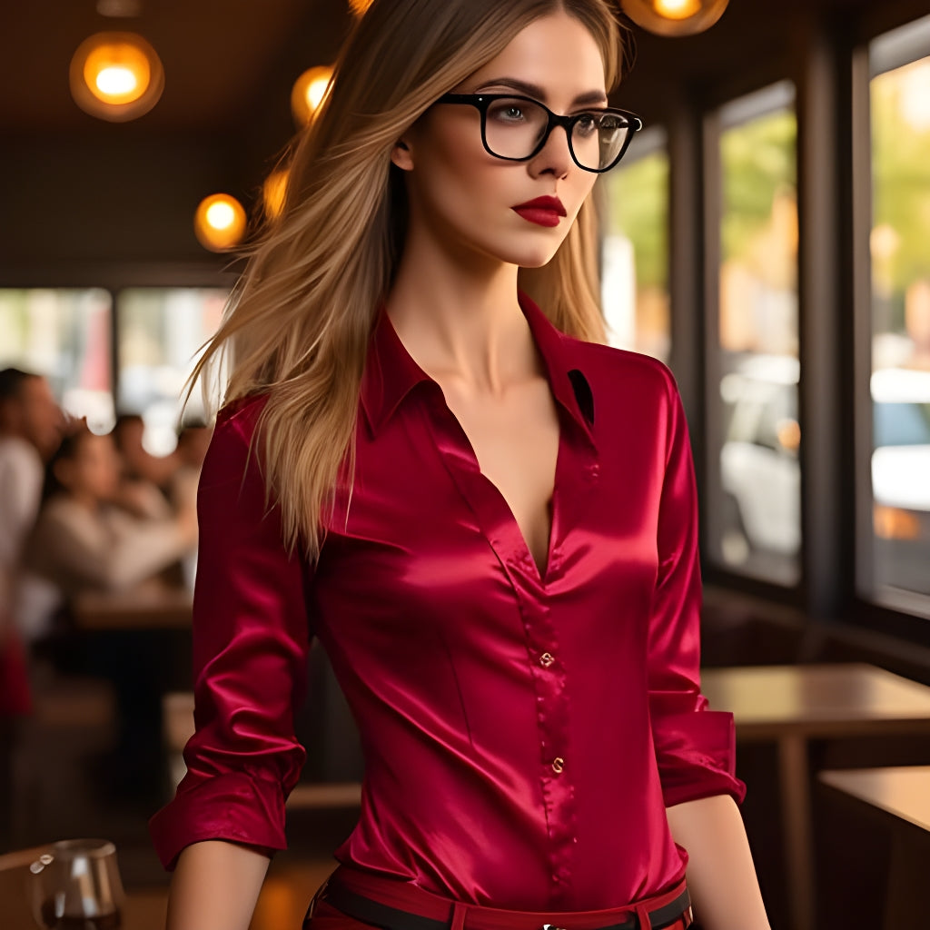 🔥 CHEMISE DE LUXE EN SOIE SATINÉE POUR FEMME – Chemisier boutonné à col polo (soie véritable 19-22 momme) – Élégance du travail au soir