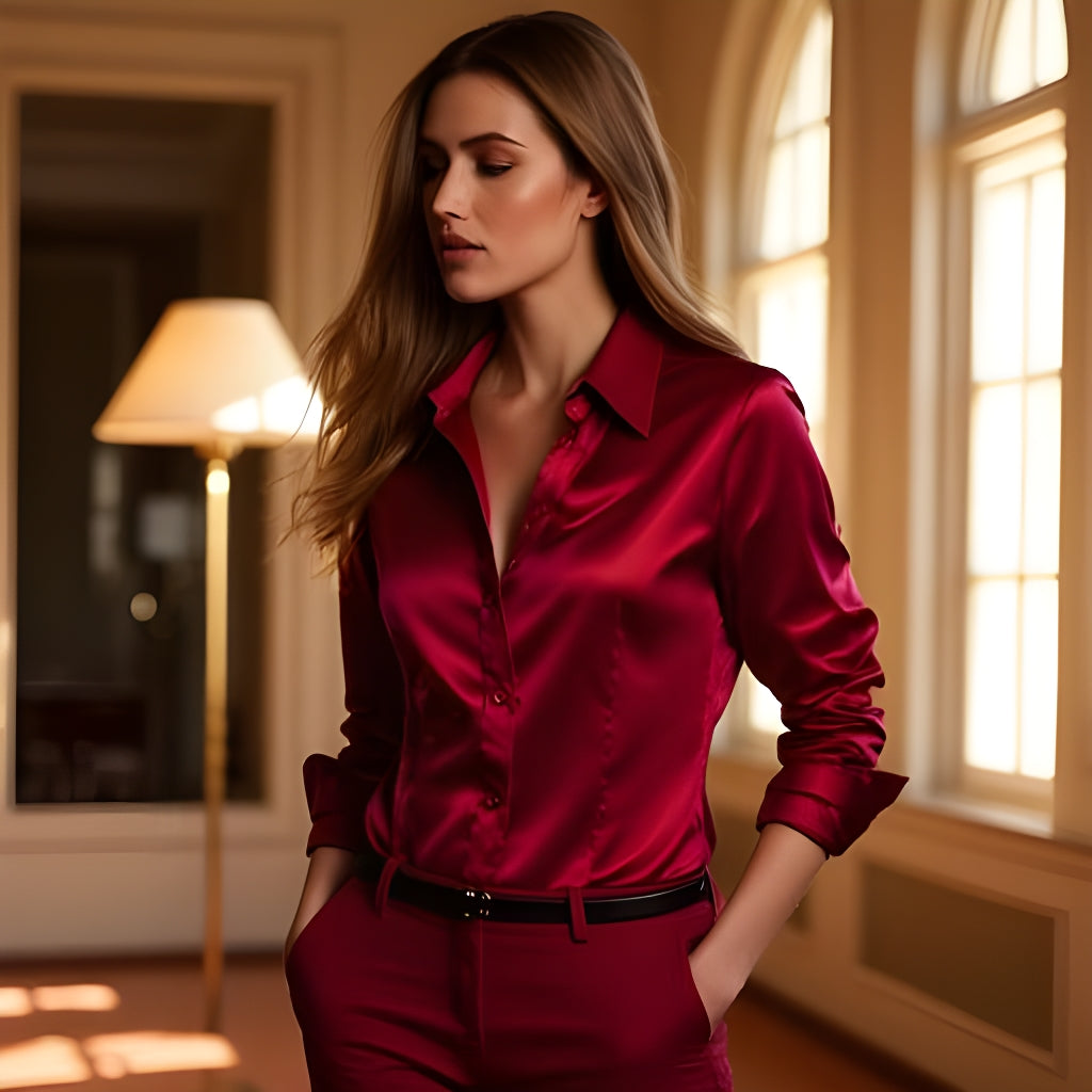 🔥 CHEMISE DE LUXE EN SOIE SATINÉE POUR FEMME – Chemisier boutonné à col polo (soie véritable 19-22 momme) – Élégance du travail au soir