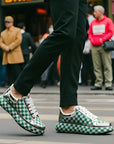 Men's Rhinestone High-Top Shoes 💎 | Black/White & Green/White 🟢⚪ | Round-Toe Platform Sneakers 👟 (38-43 • Size Up Recommended)