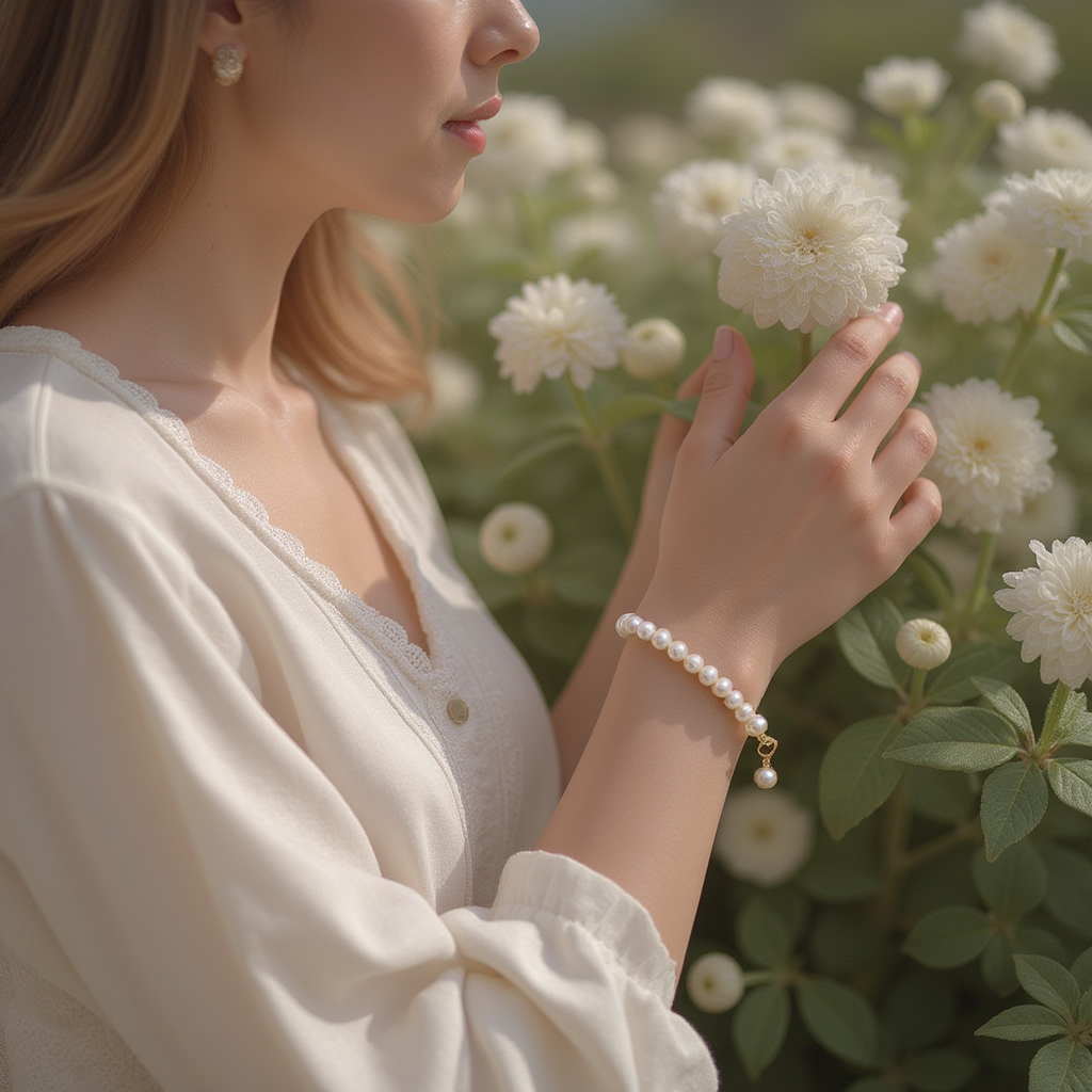 Women's 14K Gold Natural Pearl Bracelet – Genuine Freshwater Pearls (5.5-6mm) – Hypoallergenic Luxury Jewelry