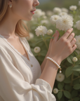 Women's 14K Gold Natural Pearl Bracelet – Genuine Freshwater Pearls (5.5-6mm) – Hypoallergenic Luxury Jewelry
