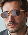 🕶️ Sonnenbrille mit Holzrahmen für Herren – UV400 & entspiegelte Glaslinsen – Retro-Sonnenbrille im Rechteckformat