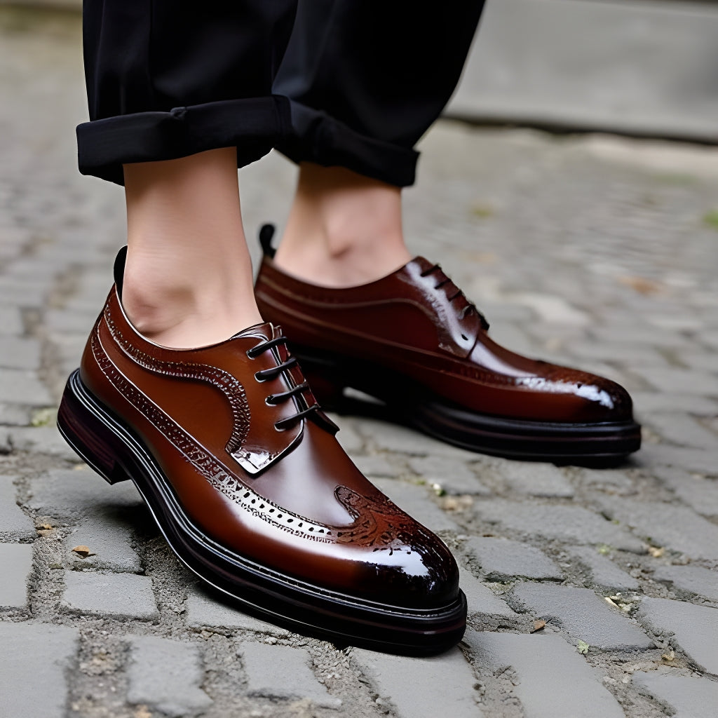 Leder Brogue Herrenschuhe Dick