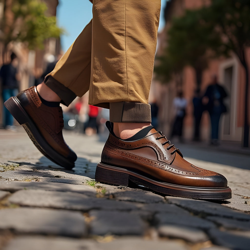 Leder Brogue Herrenschuhe Dick