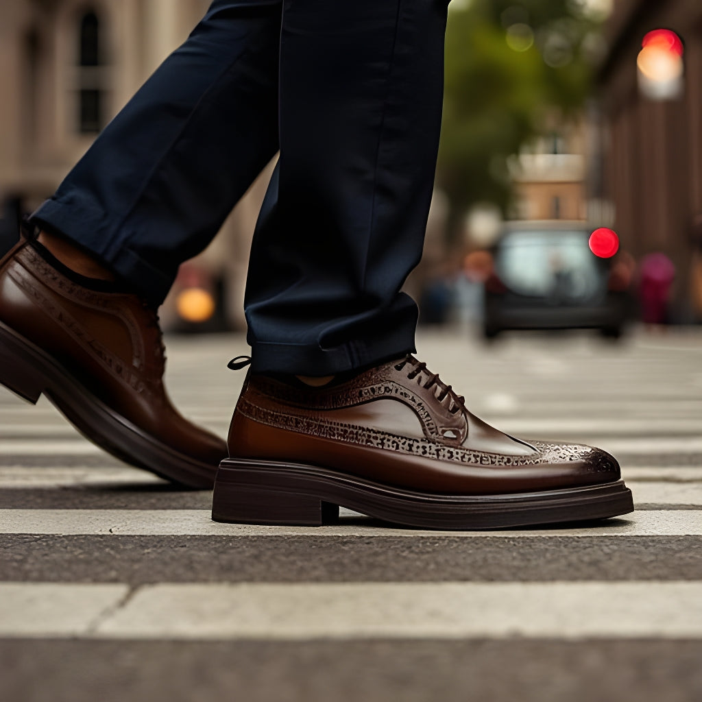 Leder Brogue Herrenschuhe Dick