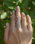 Women’s Stylish S925 Sterling Silver Ring – Modern Sculptural Statement Design