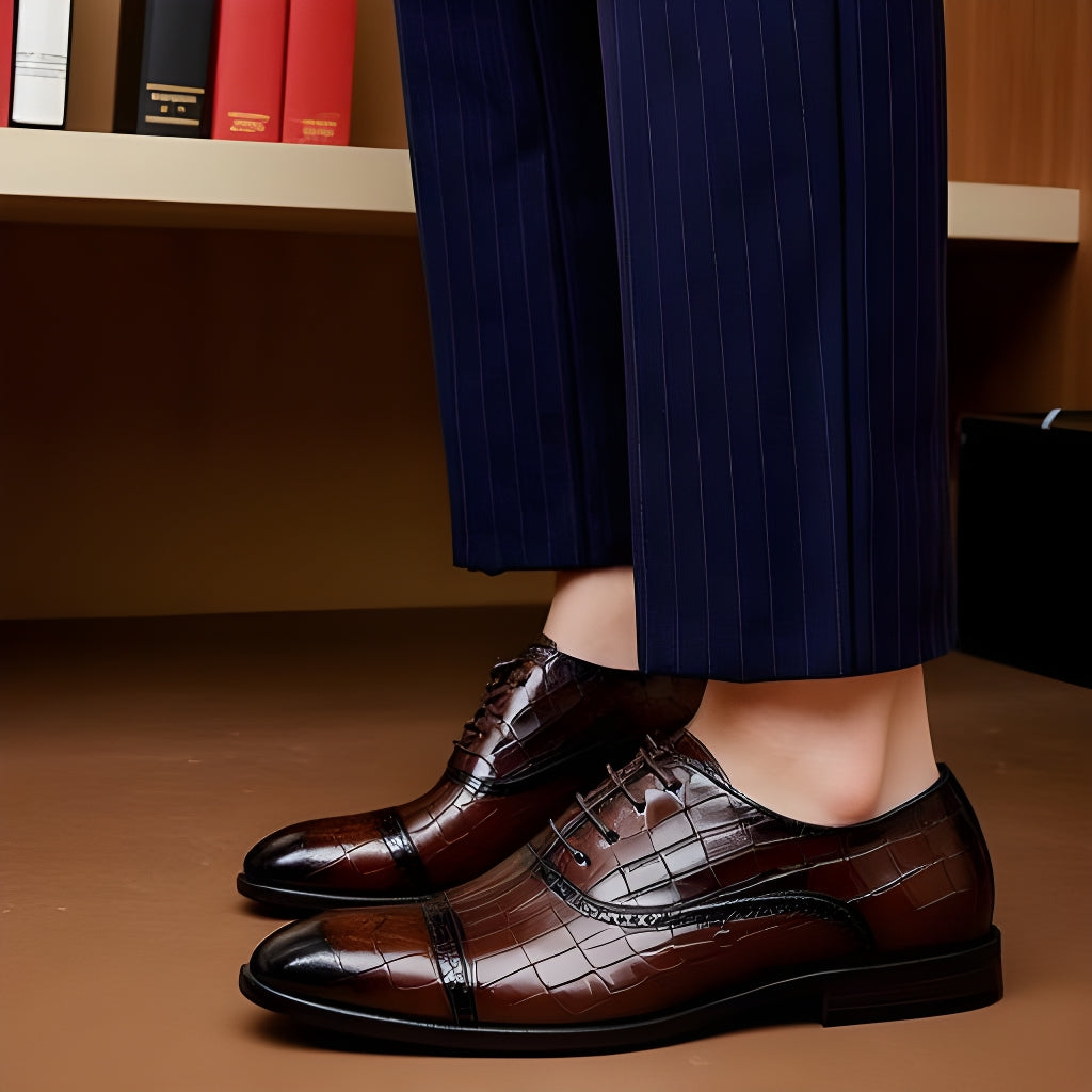 🔥 Men’s Business Leather Oxfords – Handcrafted Cowhide Dress Shoes