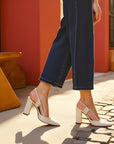 👠 Women’s Genuine Leather Square-Toe Heels – Low Block Heel (1-3cm) in Milky White/Apricot