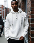 🔥 MEN'S TWISTED FLOWER HOODIE – LOOSE FIT PULLOVER (100% POLYESTER, WHITE) – STREETWEAR ESSENTIAL