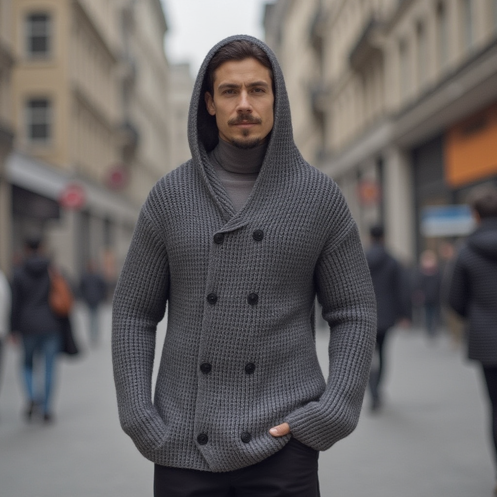 🧥 Men’s Chunky Knit Cardigan – Winter Layering Essential