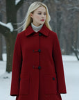 Women’s Artistic Retro Wool Coat – Loose Fit (Beige/Black/Ankela Red/Brown)
