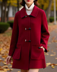 Women’s Artistic Retro Wool Coat – Loose Fit (Beige/Black/Ankela Red/Brown)