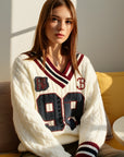 Women’s Jacquard Knit Pullover – Loose Fit Idle Style Sweater
