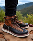 Personality New Martin Men's Boots – Premium 1st Layer Cowhide Retro Boots (Round Toe, Brown & Black)