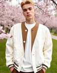 Men’s Korean Style Space Cotton Short Coat – Diamond Lattice Embossed Windbreaker (Apricot, M-XL)