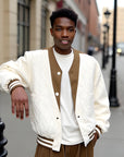 Men’s Korean Style Space Cotton Short Coat – Diamond Lattice Embossed Windbreaker (Apricot, M-XL)