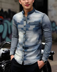 ⚡ Punk Floral Denim Shirt – Rebel with a Cause