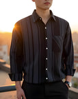 Men’s Cotton Square-Collar Shirt – Slim Long Sleeve (M-2XL)