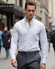 Business Long Sleeve Striped Shirt Men