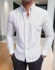 Business Long Sleeve Striped Shirt Men