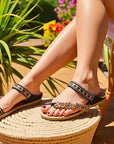 Bohemian Folk Style Rhinestones With Clip Toe Slippers women