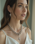 KVK-Style Cross Necklace – Trendy Clavicle Chain (Gold/Silver Plated)