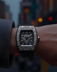 Montre à quartz pour homme avec bracelet en silicone et diamants