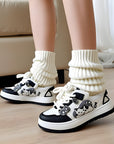 š± Womenās "Lying Meow Meow" Platform Sneakers ā Cute Cartoon Design (Lace-Up, Low Top)