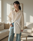 Women's Modal Cotton Lapel Shirt – Ultra-Soft Long Sleeve Tunic – Effortless Elegance
