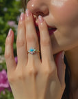 Rhombus Türkis Natur Opal Opal Ring 925 Silber