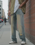 Men's Vintage Blue Washed Jeans – Classic Mid-Rise Straight Fit – Comfortable Everyday Denim