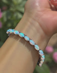 ๐ Women's 18K Gold Plated Opal Bracelet โ Natural Fire Opal & Sterling Silver (4x6mm Stones)