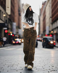 Leopard Jeans Wide Leg Loose Women