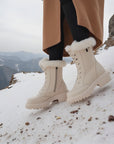 Women's Winter Snow Boots - Low Top Thermal Plush Lined (Black/White) ❄️