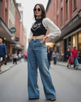 Blue Jeans Loose Stitching Women