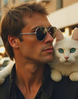 Men's Pure Titanium Sunglasses - Foldable Sports Shades (Silver/Gray Gradient)