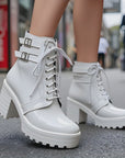Bottes de combat à talons épais pour femmes - Talon épais de 6 à 8 cm