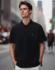 Poloshirt mit Perlenprägung für Herren – Lässiges Hemd mit überschnittenen Schultern und Cartoon-Print – Komfortable Baumwollmischung