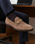 Men’s Genuine Leather Slip-On Shoes – Light Luxury Suede Beanie Loafers