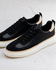 Men's Thick-Soled Cowhide Sneakers - Stitched Low-Top Board Shoes