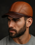 Men's first layer leather baseball cap
