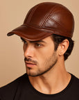 Men's first layer leather baseball cap