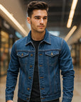 Men’s Top-Quality Blue Jacket – Slim-Fit Lightweight Lapel Design