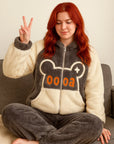 Women’s Plus Size Coral Fleece Pajamas – Thickened Sweet-Style Rabbit Hair Two-Piece Set
