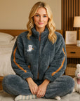 Women’s Plus Size Coral Fleece Pajamas – Thickened Sweet-Style Rabbit Hair Two-Piece Set