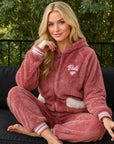 Women’s Plus Size Coral Fleece Pajamas – Thickened Sweet-Style Rabbit Hair Two-Piece Set
