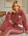Women’s Plus Size Coral Fleece Pajamas – Thickened Sweet-Style Rabbit Hair Two-Piece Set