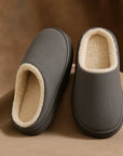 Unisex Indoor Anti-Slip Plush Warm Slippers – Thick Sole Home Satin Upper Winter House Shoes